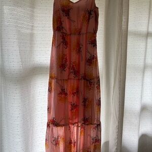 J. Crew Orange Sleeveless V-Neck Maxi Dress